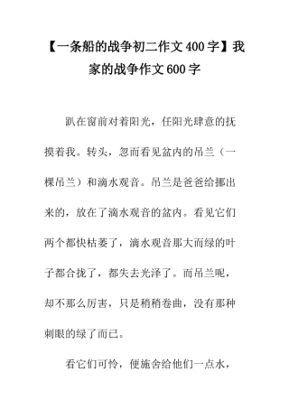 我家的战争作文600字