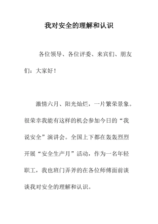 我对安全的理解和认识--精编范文