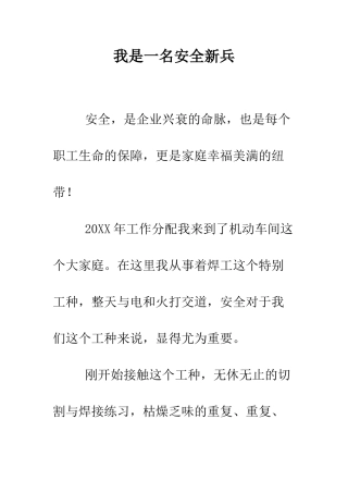 我是一名安全新兵--精编范文