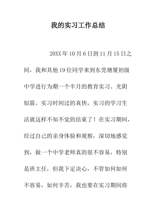 我的实习工作总结--精编范文