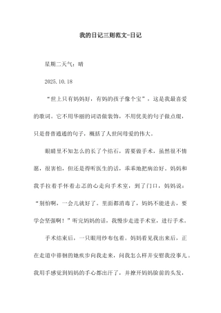 我的日记三则范文-日记