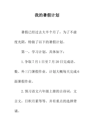 我的暑假计划--精编范文