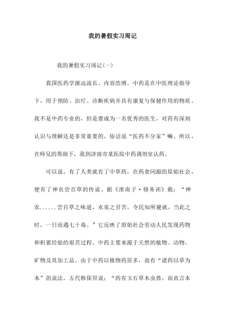 我的暑假实习周记