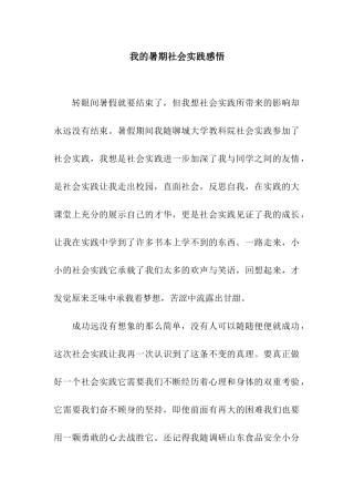 我的暑期社会实践感悟