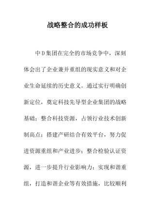 战略整合的成功样板