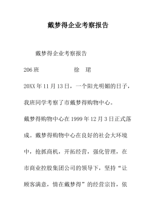 戴梦得企业考察报告--精编范文