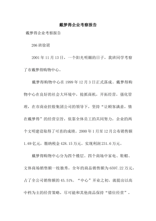 戴梦得企业考察报告