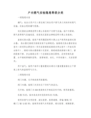 户内燃气安检隐患等级分类