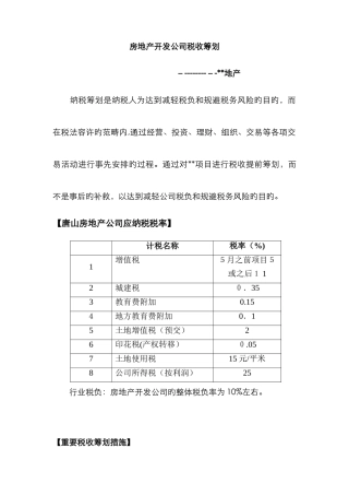 房地产企业税收筹划