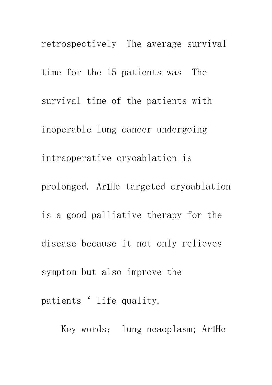 手术无法切除肺癌术中转用氩氦刀治疗15例分析_第3页