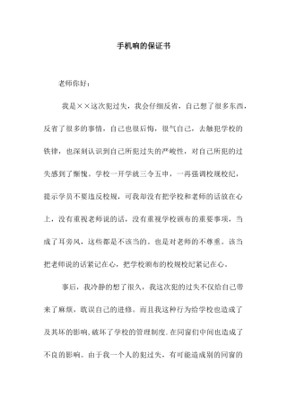 手机响的保证书