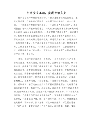 打牢安全基础-实现长治久安