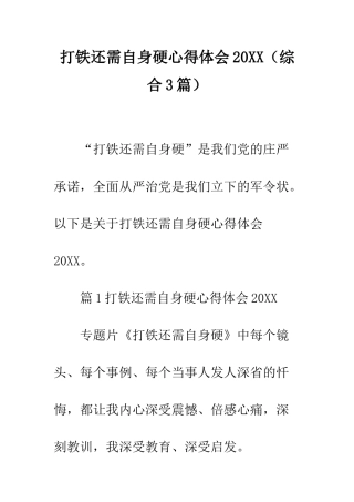 打铁还需自身硬心得体会2025--精编范文