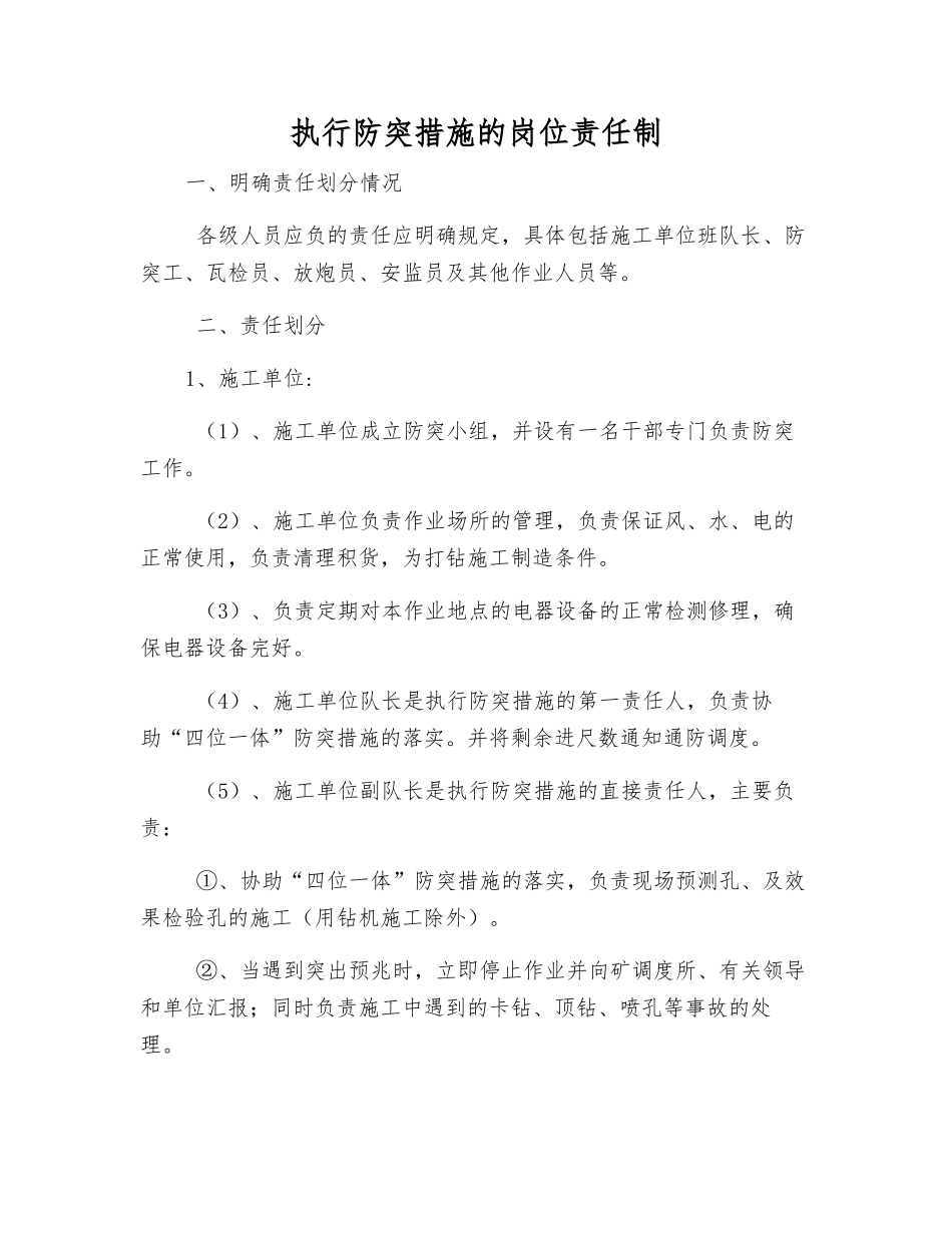 执行防突措施的岗位责任制_第1页