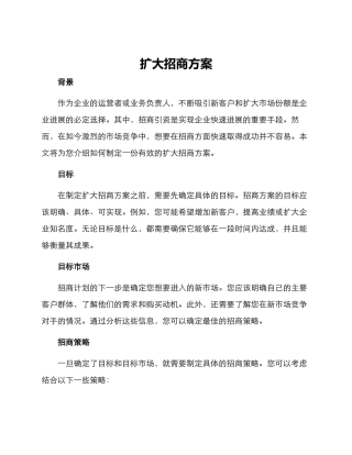 扩大招商方案