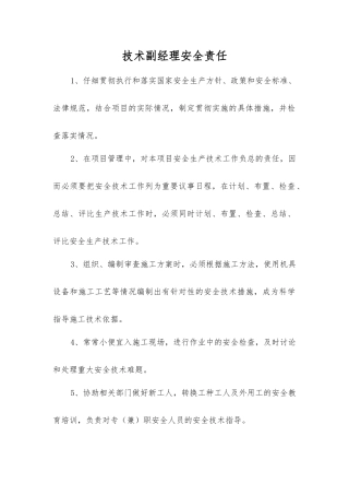 技术副经理安全责任