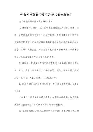 技术开发部部长安全职责