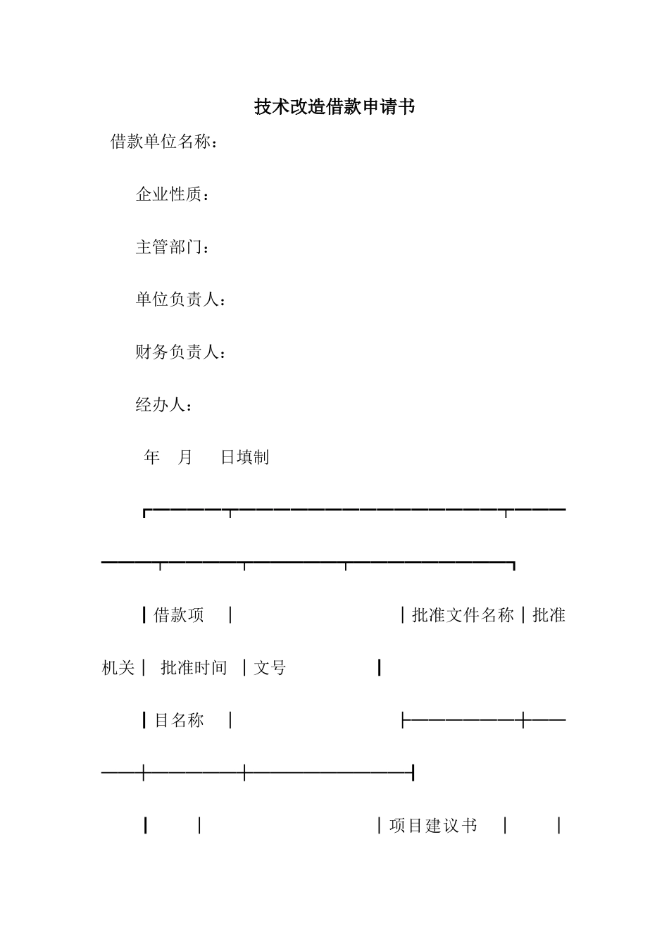 技术改造借款申请书_第1页