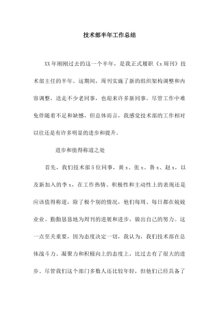 技术部半年工作总结