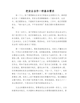 把安全当作一种基本需求