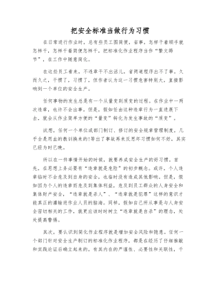 把安全标准当做行为习惯