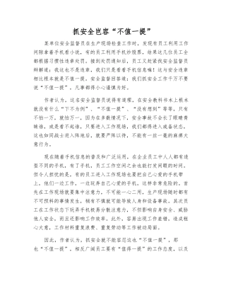 抓安全岂容“不值一提”