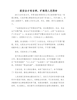 抓安全才有吉祥-矿难怨人岂怨命