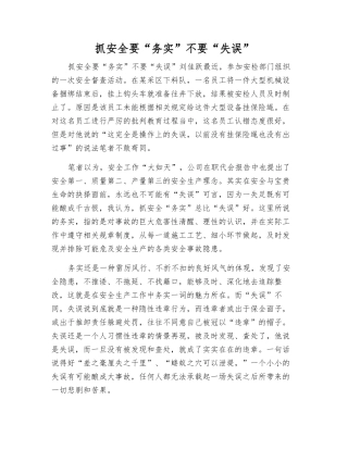 抓安全要“务实”不要“失误”
