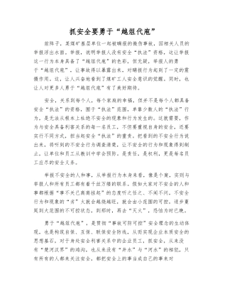 抓安全要勇于“越俎代庖”