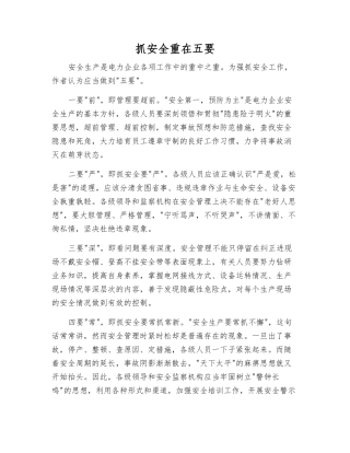 抓安全重在五要