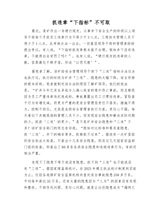 抓违章“下指标”不可取