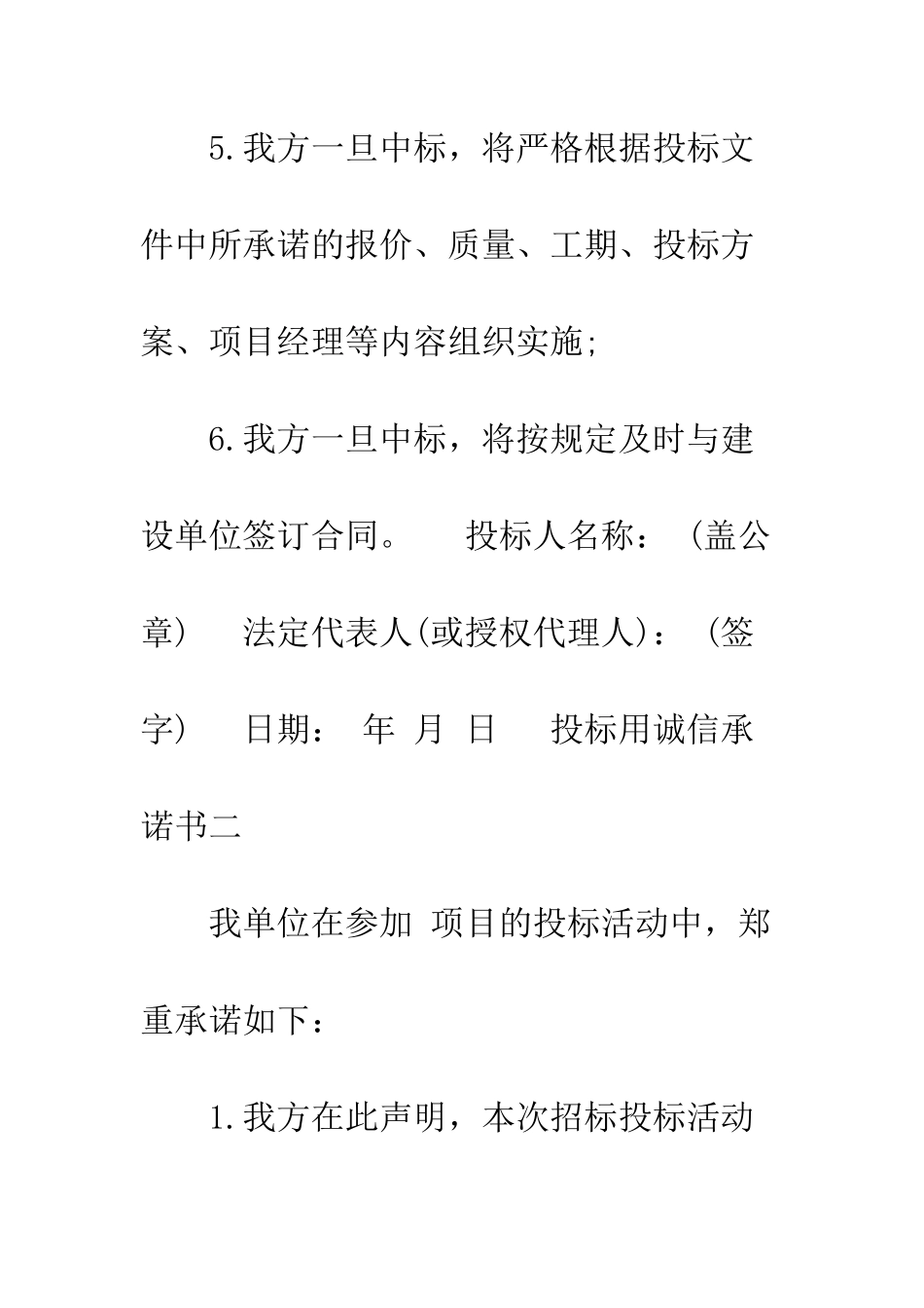 投标用诚信承诺书--精编范文_第3页