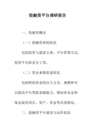 投融资平台调研报告--精编范文