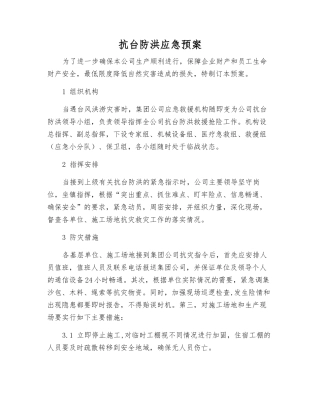 抗台防洪应急预案