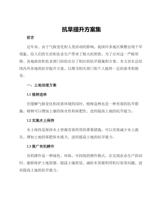 抗旱提升方案集