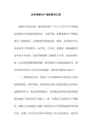 抗旱春耕生产调研督导汇报