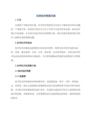 抗旱机井预算方案