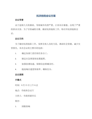 抗洪抢险会议方案