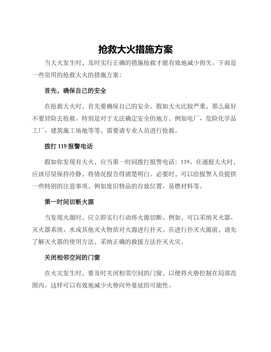 抢救大火措施方案_第1页