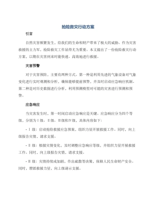 抢险救灾行动方案
