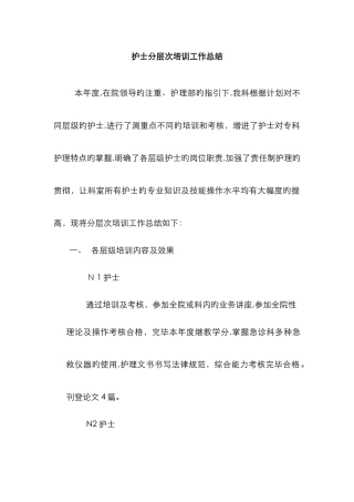 护士分层次培训工作总结