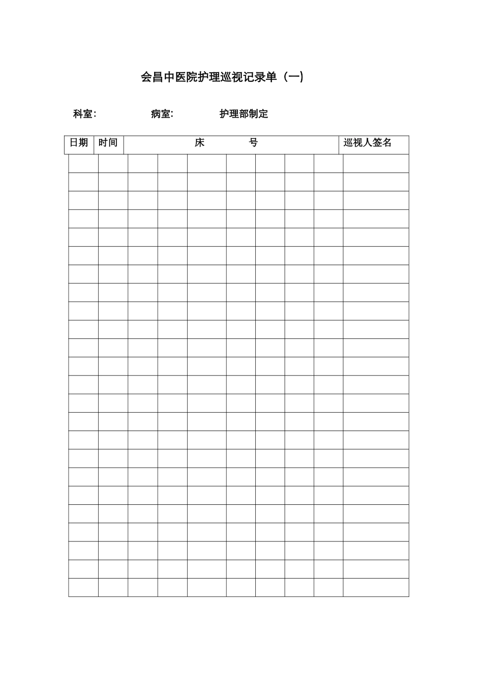 护理巡视记录单_第1页