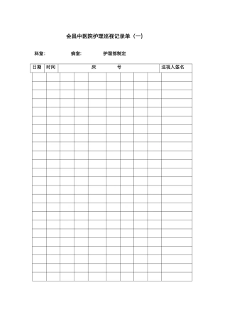 护理巡视记录单