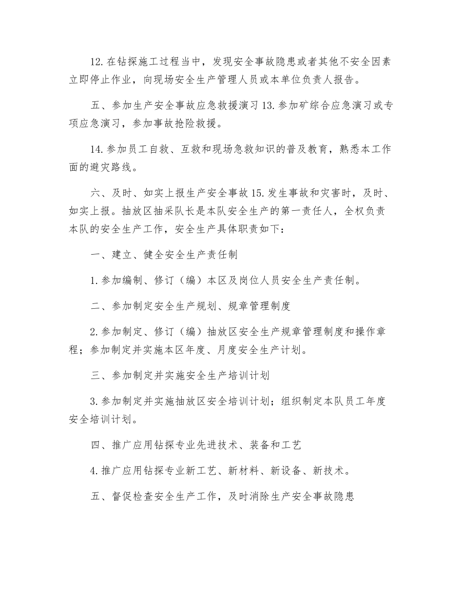 抽放区抽采队长安全生产责任制_第2页