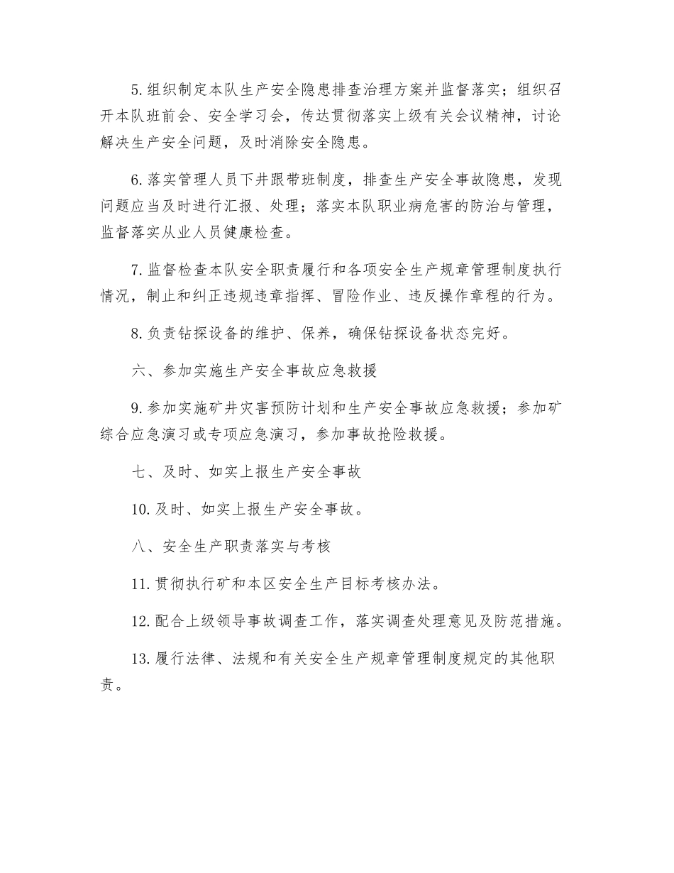 抽放区抽采队长安全生产责任制_第3页