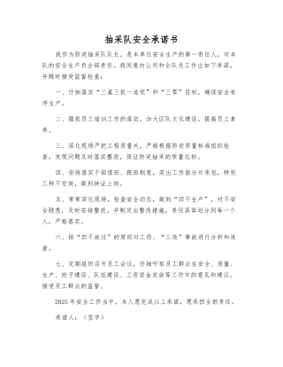 抽采队安全承诺书