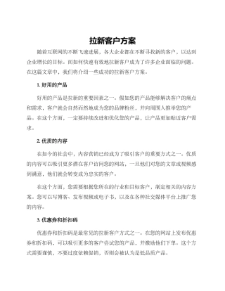 拉新客户方案