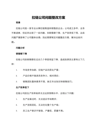 拉链公司问题整改方案