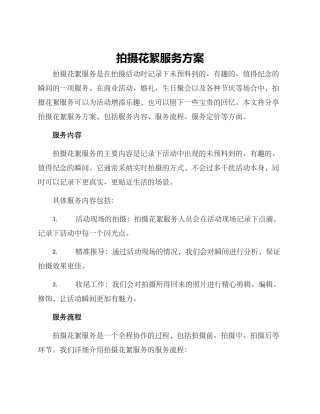 拍摄花絮服务方案