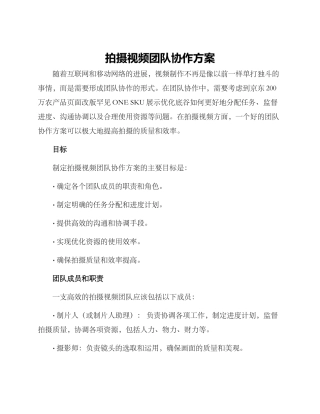 拍摄视频团队协作方案